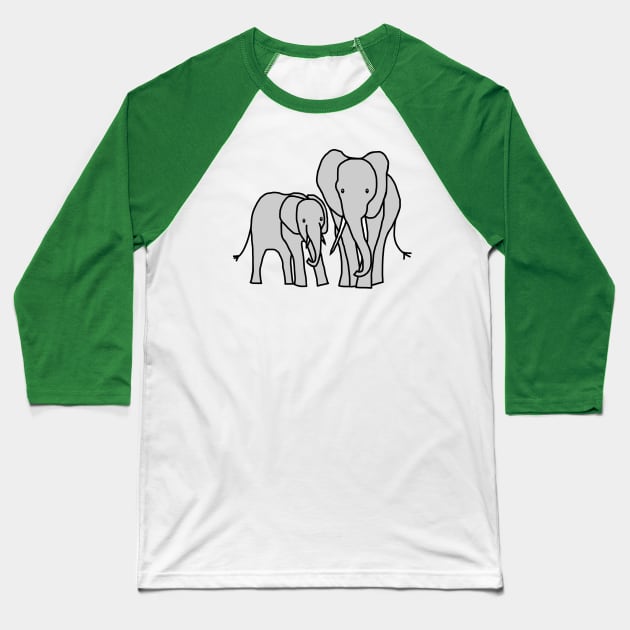 Little Elephant and Big Elephant Baseball T-Shirt by ellenhenryart